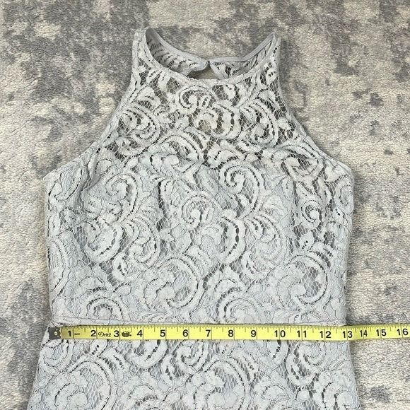 J Crew Pamela Dress in Leavers Lace Sleeveless Full Length Wedding Guest Gray 2 - Picture 9 of 15